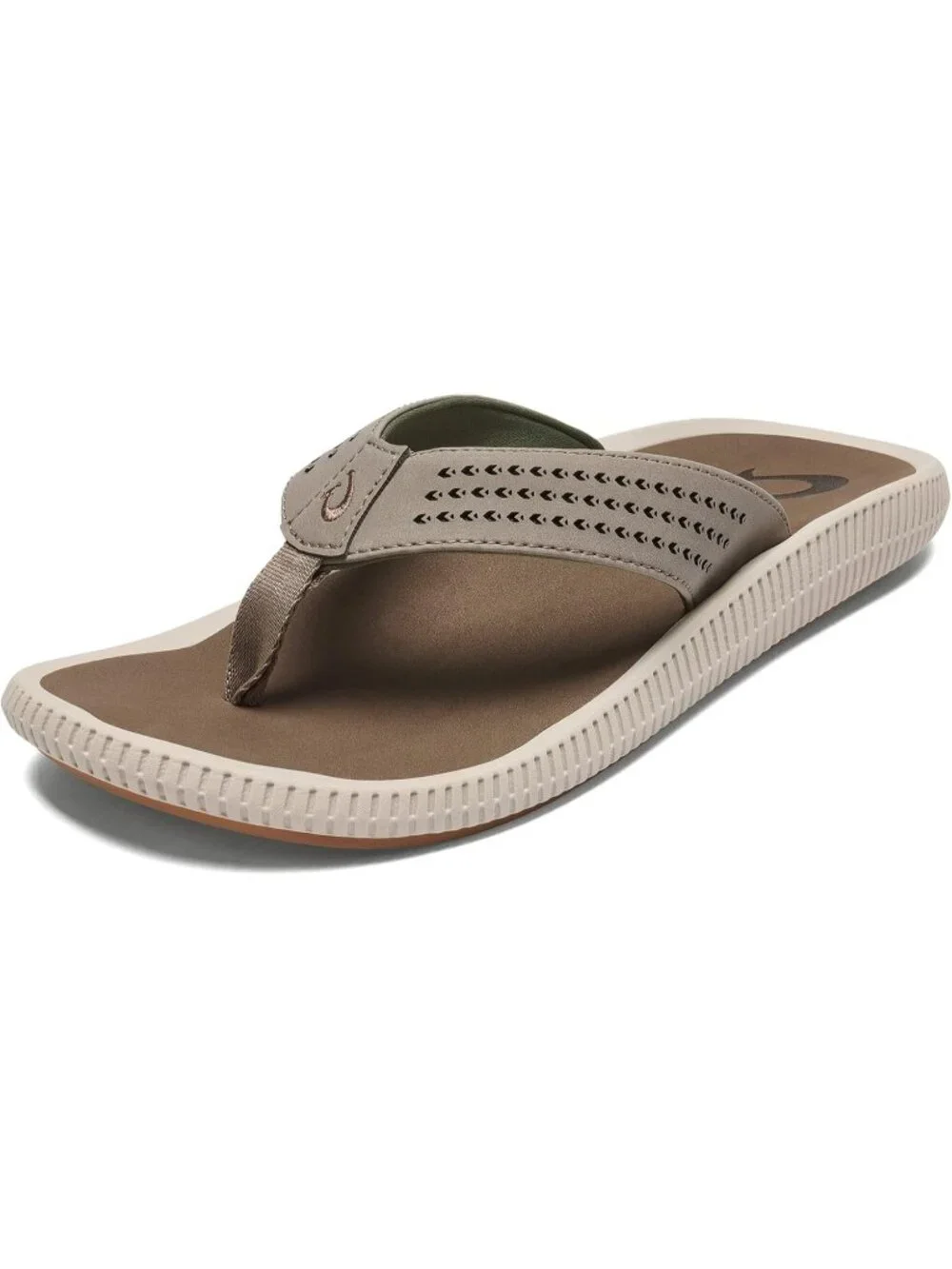 Men's Light Brown Synthetic Beach Sandals Water Resistant Flip Flops Comfort Fit